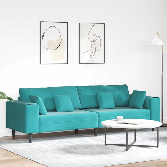 Fløjls Sofa Med Pude Turkis 208 Cm Fløjl - Hovedbillede