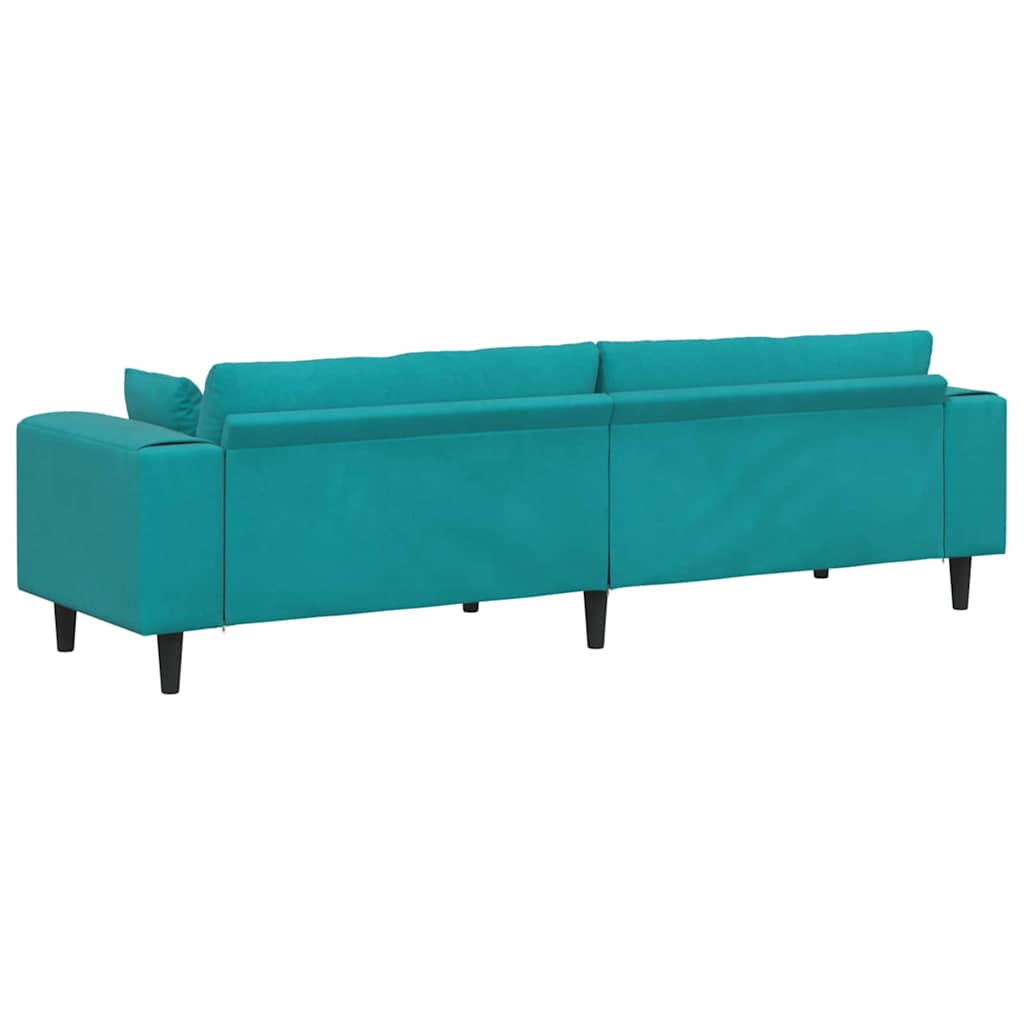 Fløjls Sofa Med Pude Turkis 208 Cm Fløjl - Billede 6