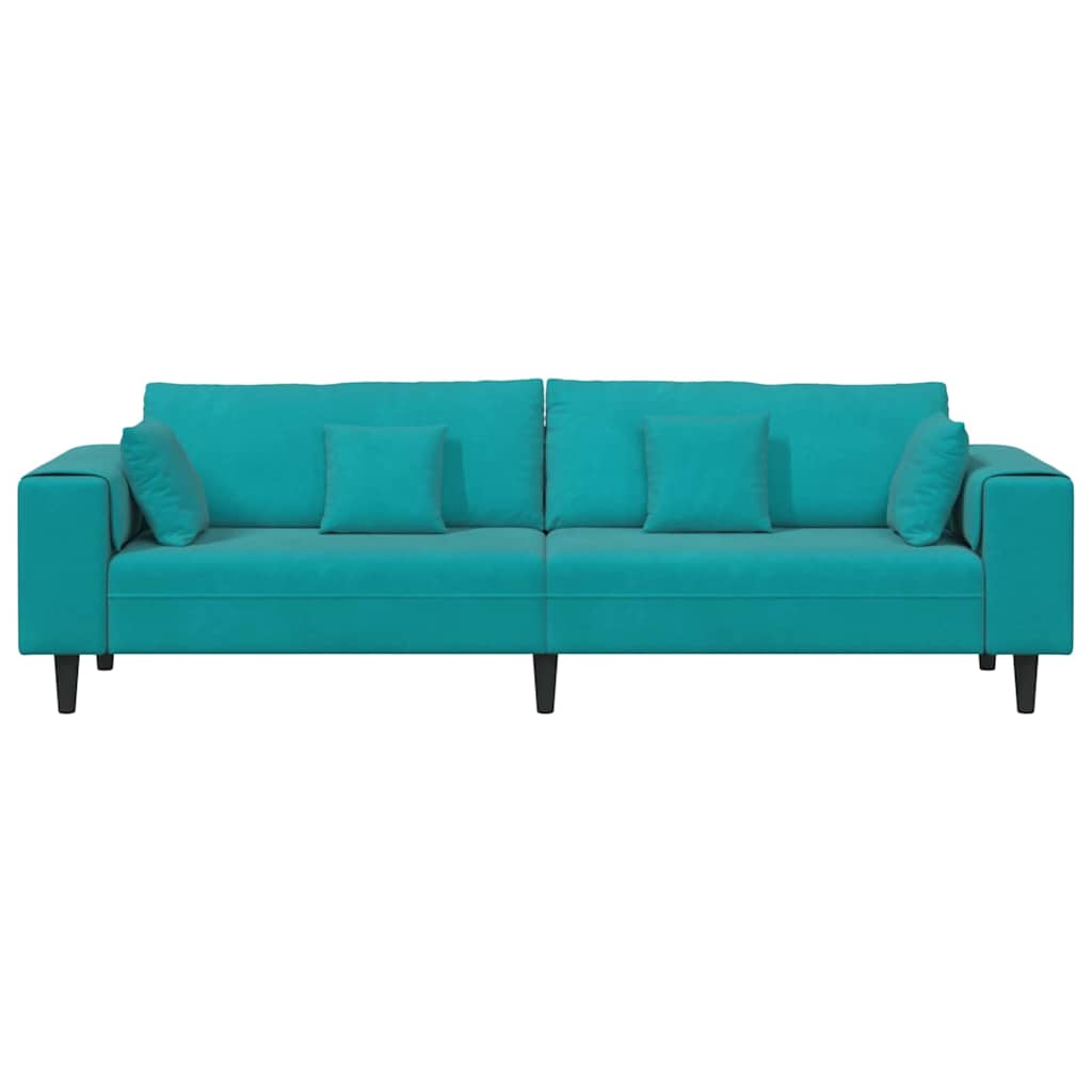 Fløjls Sofa Med Pude Turkis 208 Cm Fløjl - Billede 4
