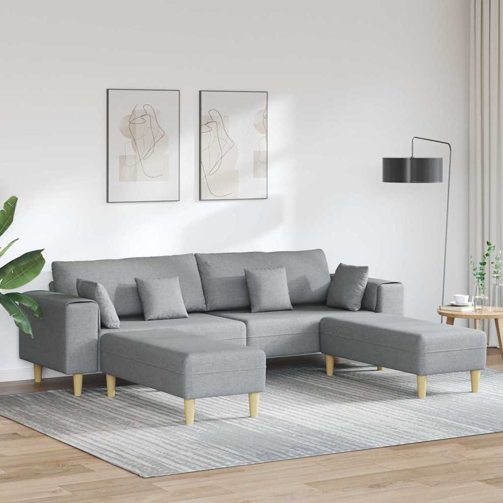 Stof Sofa Med Pude Lysegrå 208 Cm Stof - Hovedbillede