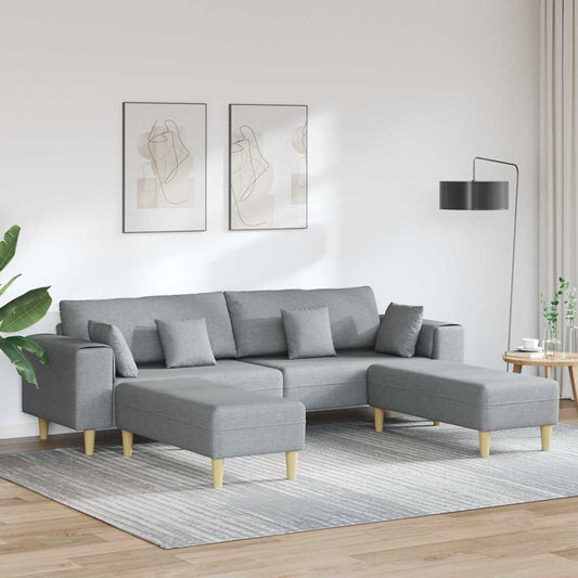 Stof Sofa Med Pude Lysegrå 208 Cm Stof - Hovedbillede