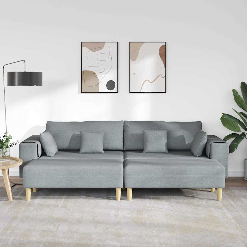 Stof Sofa Med Pude Lysegrå 208 Cm Stof - Billede 3