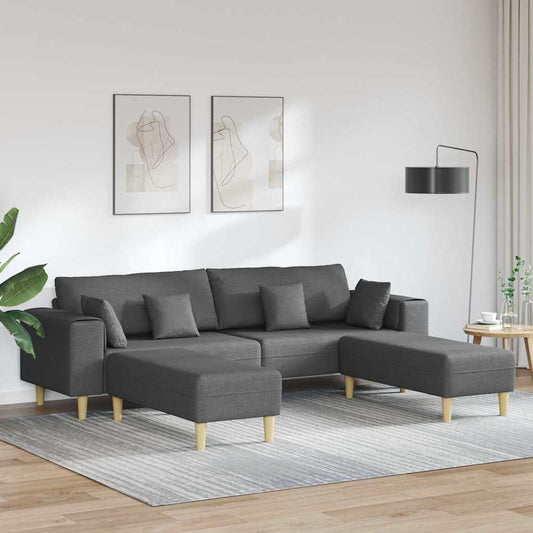 Stof Sofa Med Pude Mørkegrå 208 Cm Stof - Hovedbillede
