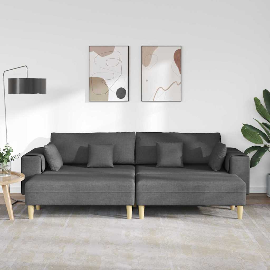 Stof Sofa Med Pude Mørkegrå 208 Cm Stof - Billede 3