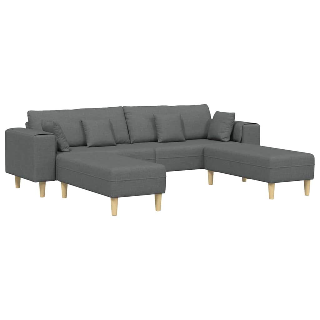 Stof Sofa Med Pude Mørkegrå 208 Cm Stof - Billede 2