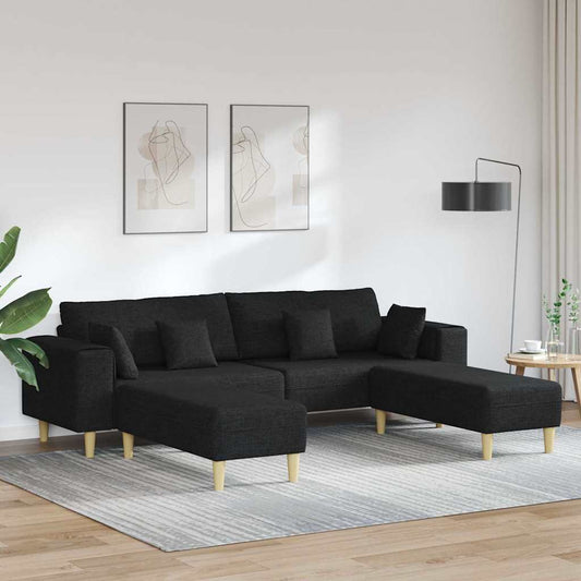 Stof Sofa Med Pude Sort 208 Cm Stof - Hovedbillede