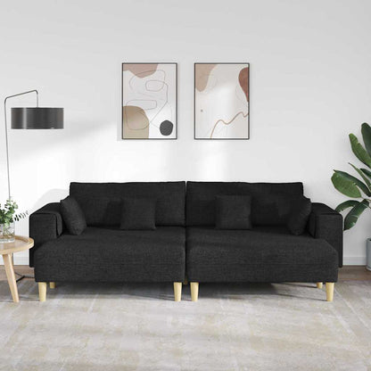 Stof Sofa Med Pude Sort 208 Cm Stof - Billede 3