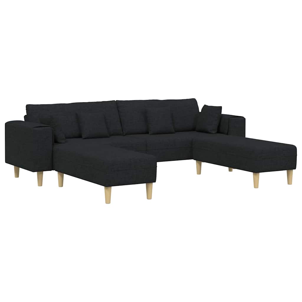 Stof Sofa Med Pude Sort 208 Cm Stof - Billede 2