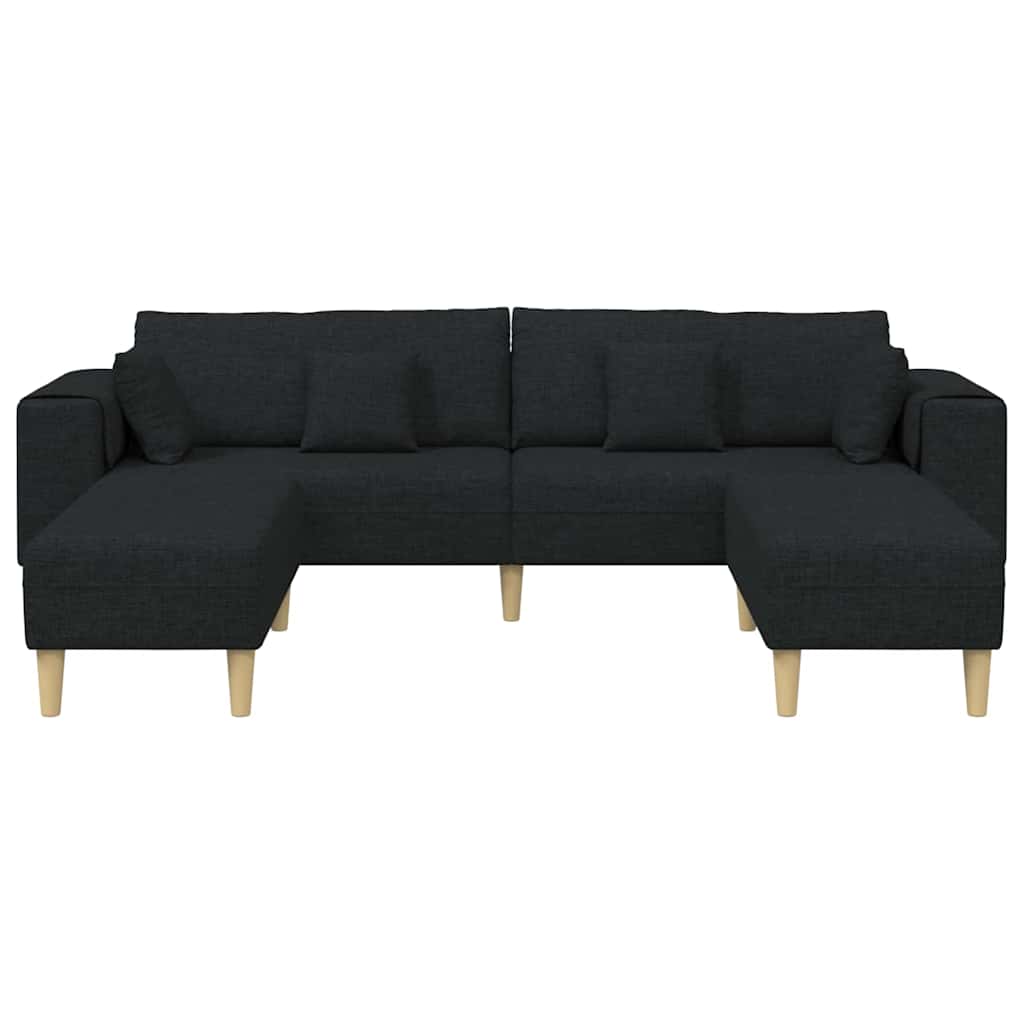 Stof Sofa Med Pude Sort 208 Cm Stof - Billede 4