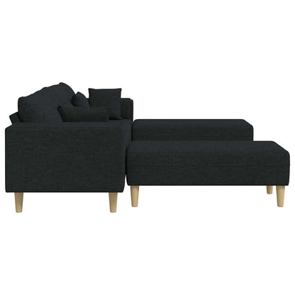 Stof Sofa Med Pude Sort 208 Cm Stof - Billede 5
