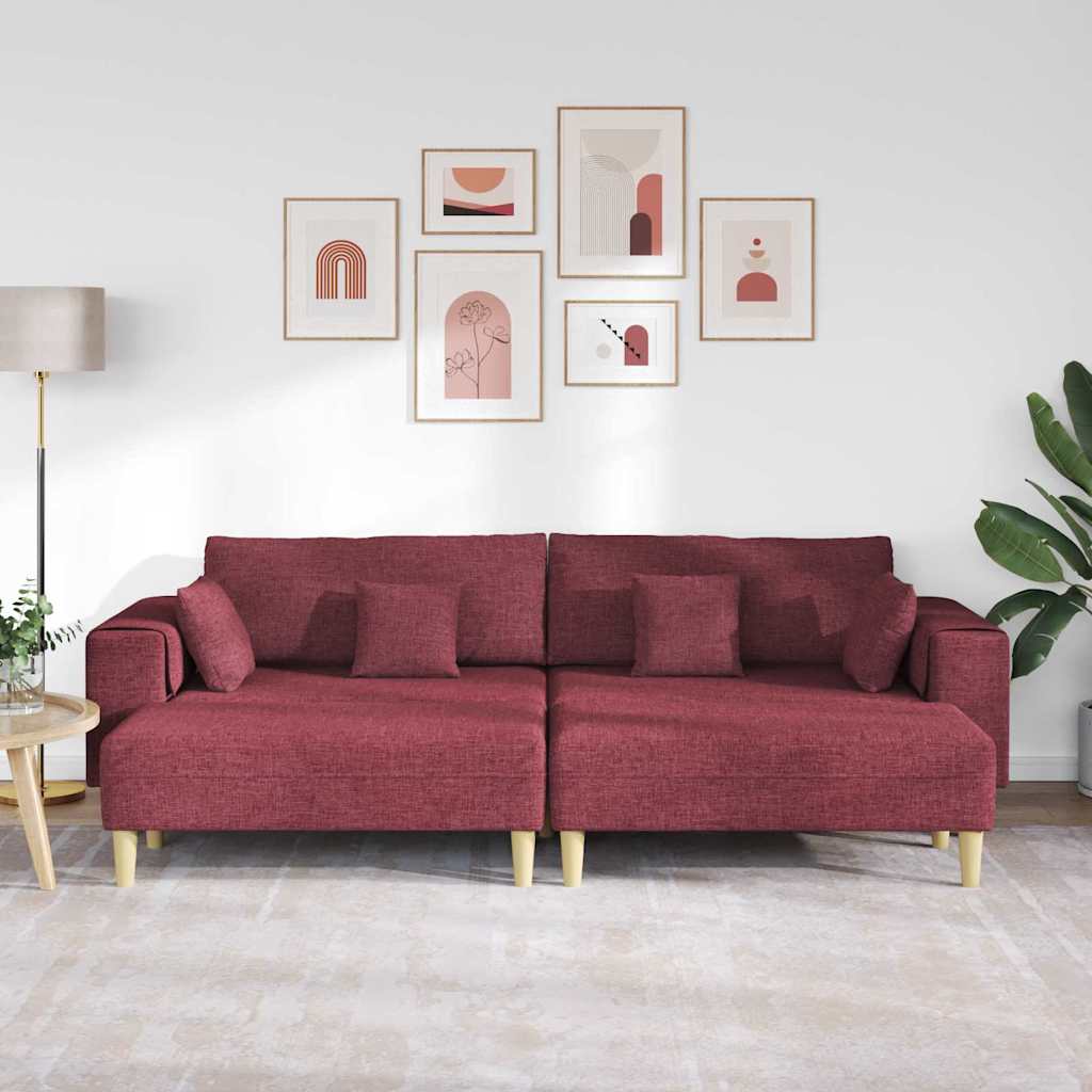 Stof Sofa Med Pude Vinrød 208 Cm Stof - Billede 3