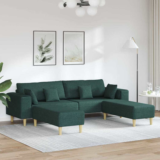 Stof Sofa Med Pude 3 Pcs Mørkegrøn 208 Cm Stof - Hovedbillede