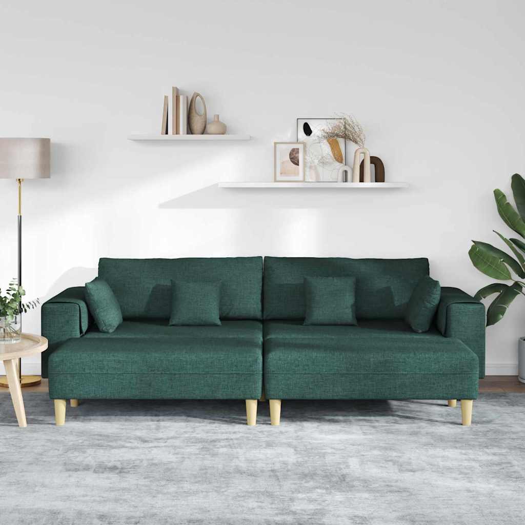 Stof Sofa Med Pude 3 Pcs Mørkegrøn 208 Cm Stof - Billede 3