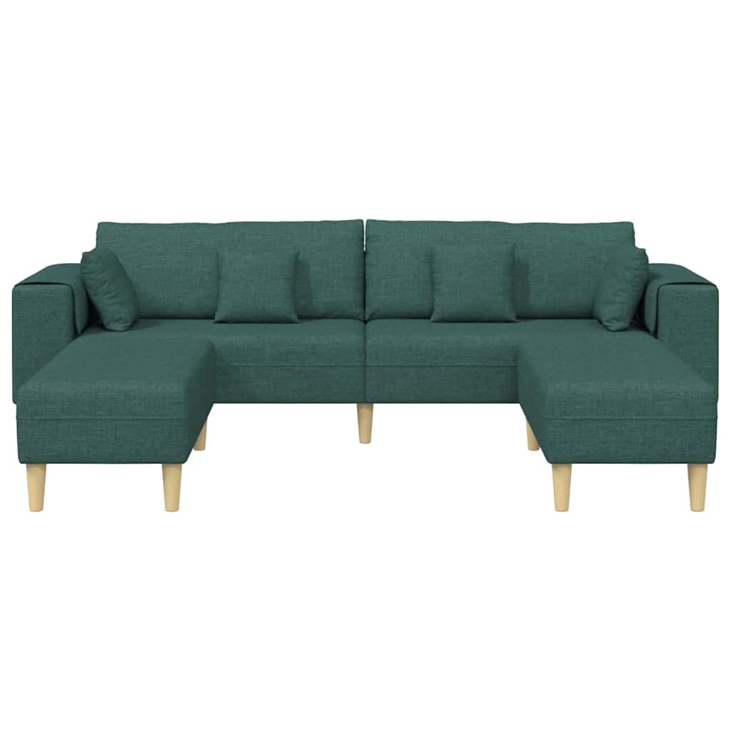 Stof Sofa Med Pude 3 Pcs Mørkegrøn 208 Cm Stof - Billede 4