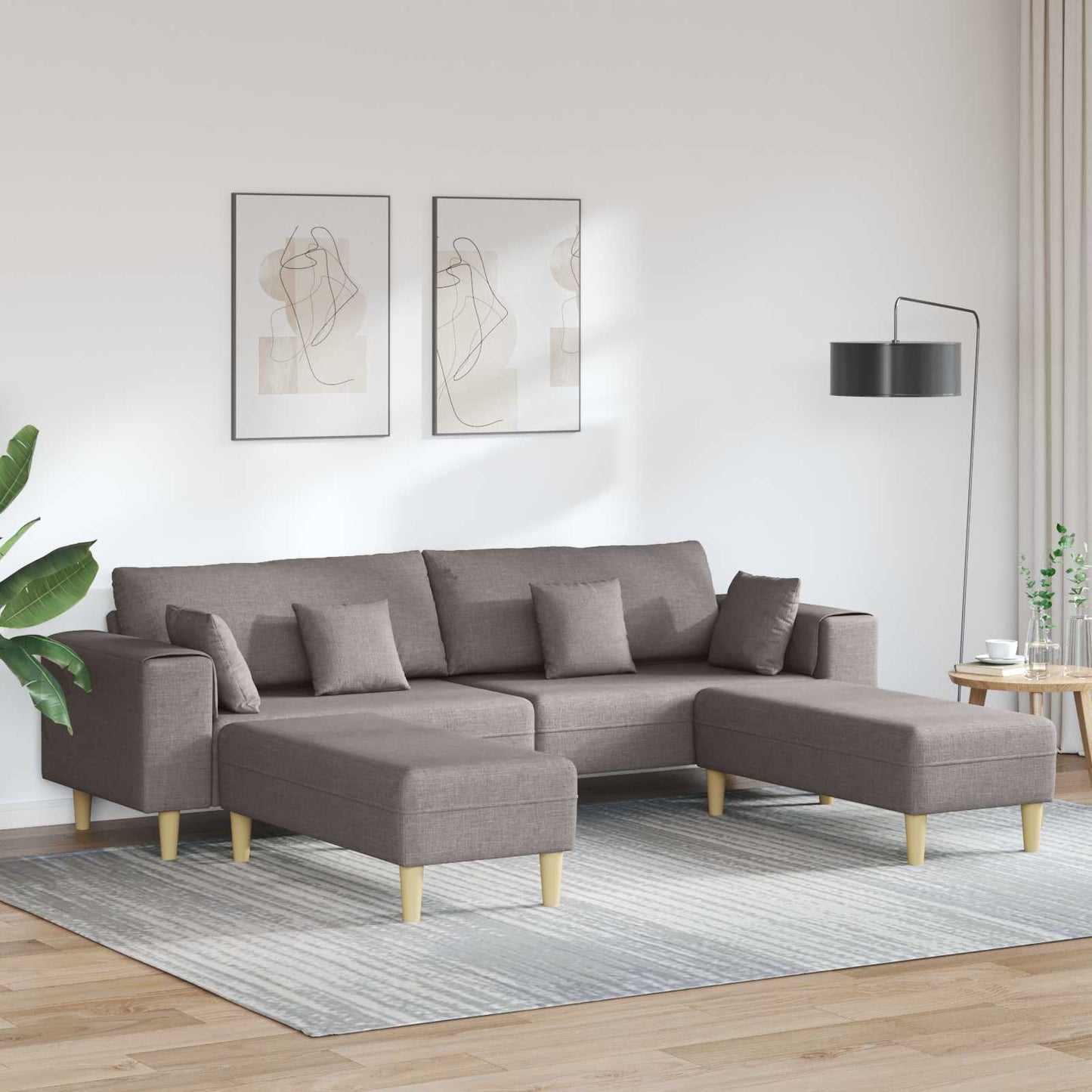 Sofa Med Pude 3 Dele Stof - Hovedbillede