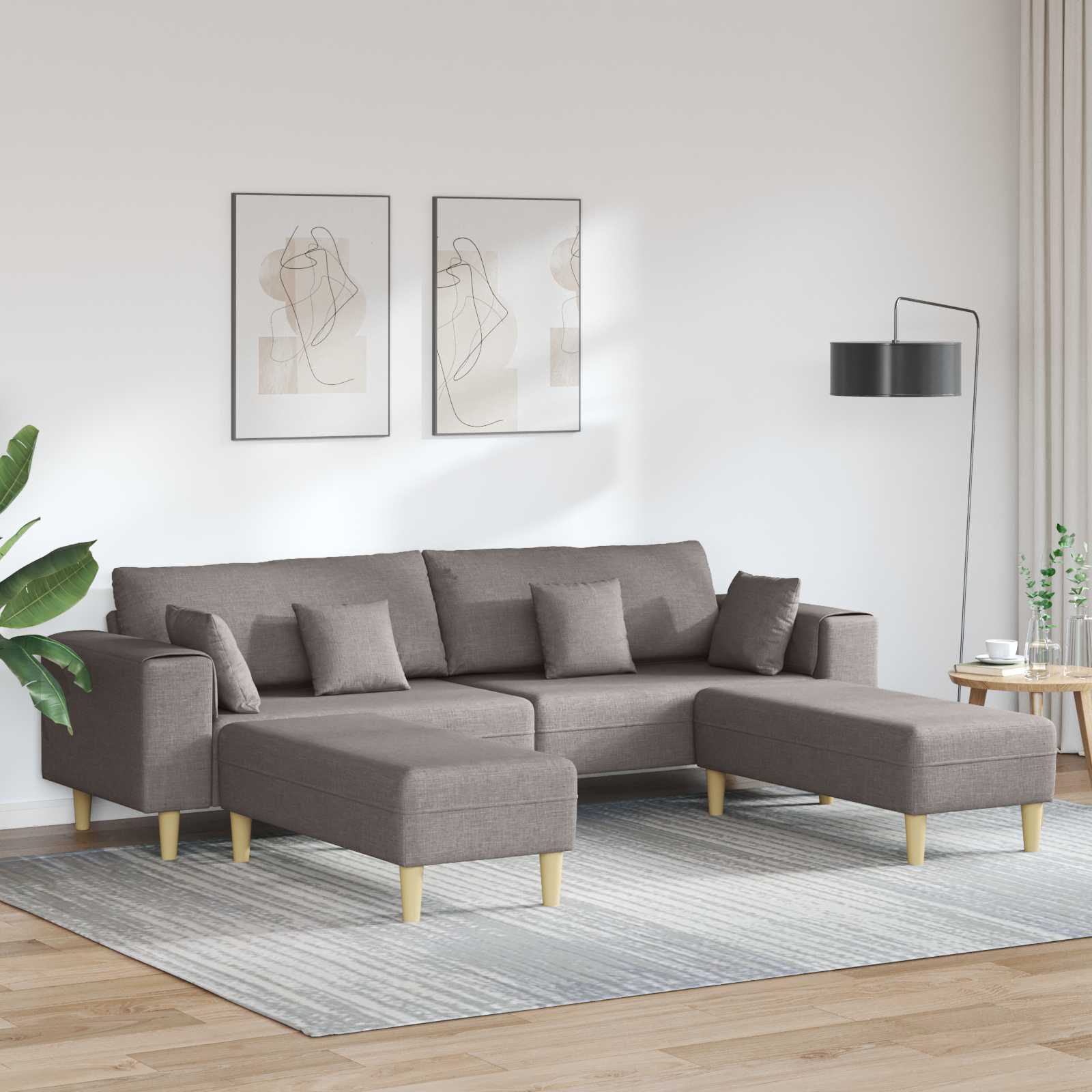 Sofa Med Pude 3 Dele Stof - Hovedbillede