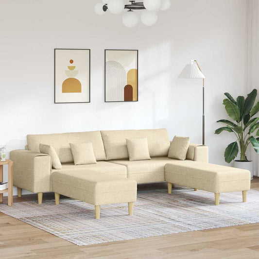 Stof Sofa Med Pude Creme 208 Cm Stof - Hovedbillede