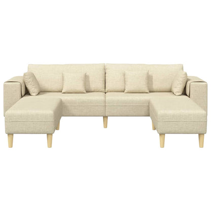 Stof Sofa Med Pude Creme 208 Cm Stof - Billede 4