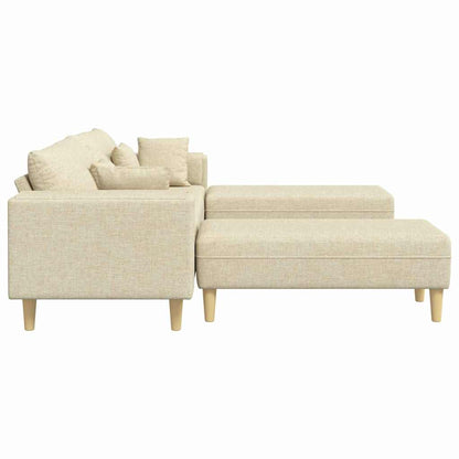 Stof Sofa Med Pude Creme 208 Cm Stof - Billede 5