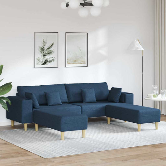 Stof Sofa Med Pude Blå 208 Cm Stof - Hovedbillede