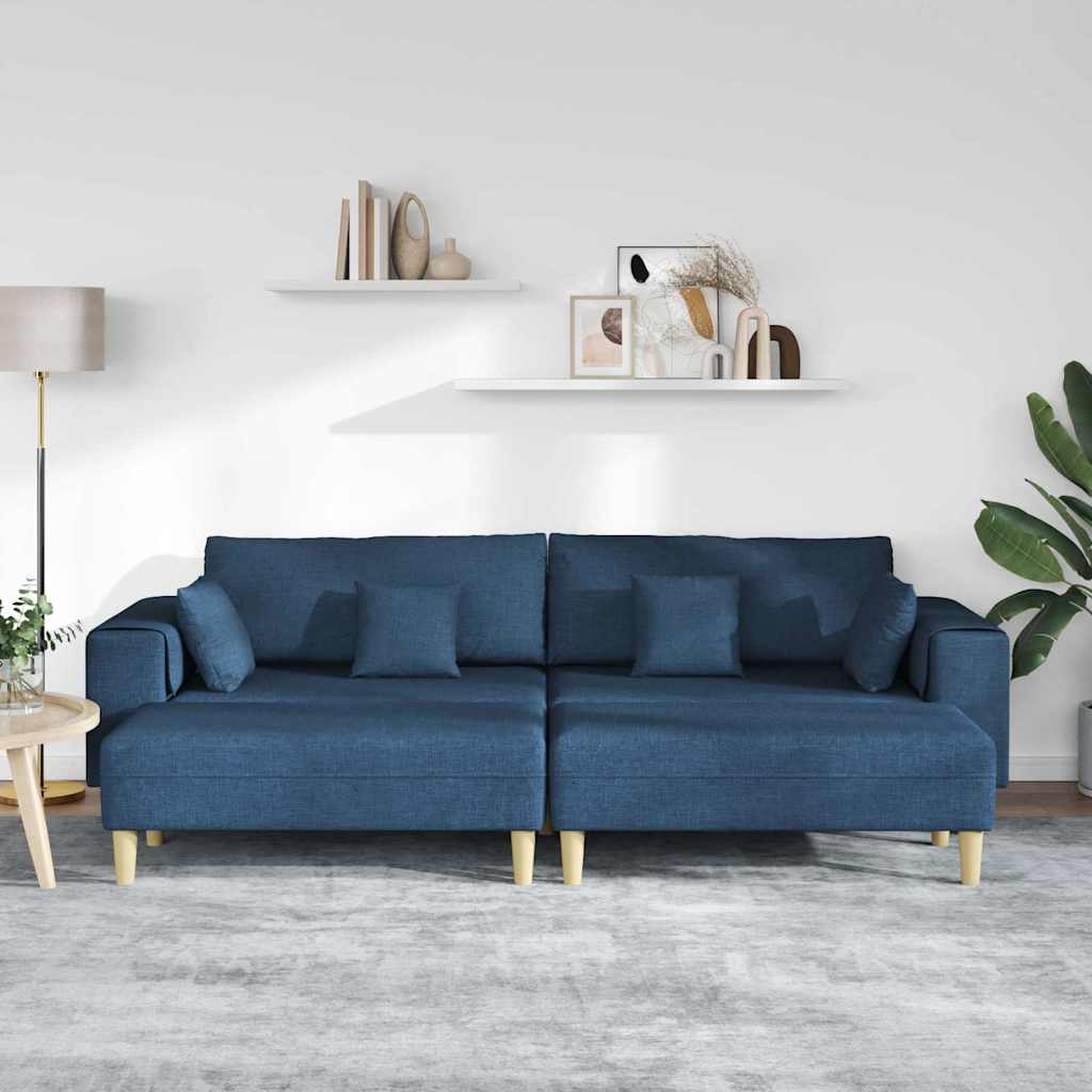 Stof Sofa Med Pude Blå 208 Cm Stof - Billede 3