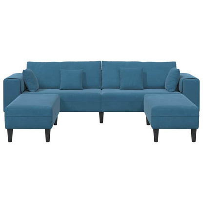 Fløjls Sofa Med Pude 3 Pcs Blå 208 Cm Fløjl - Billede 4