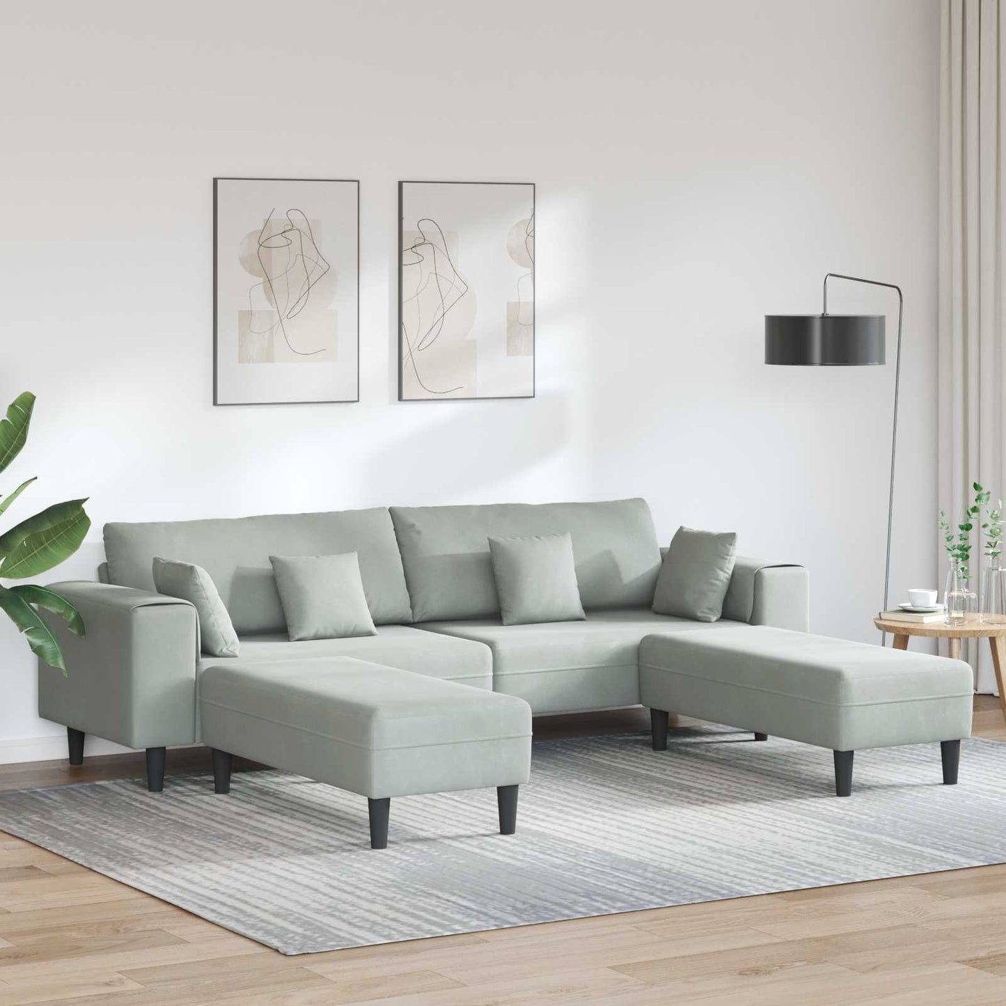 Sofa 3 Dele 250 X 188 X 76 Cm Fløjl - Variant 3335172