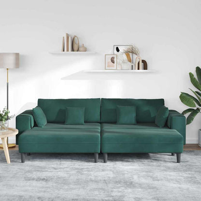 Fløjls Sofa Med Pude 3 Pcs Mørkegrøn 208 Cm Fløjl - Billede 3