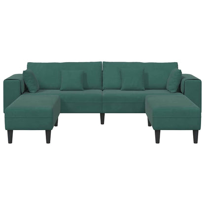 Fløjls Sofa Med Pude 3 Pcs Mørkegrøn 208 Cm Fløjl - Billede 4