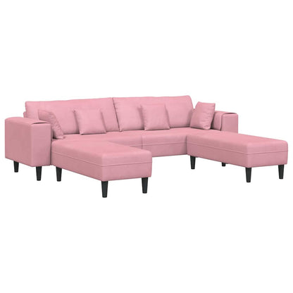 Fløjls Sofa Med Pude 3 Pcs Lyserød 208 Cm Fløjl - Billede 2