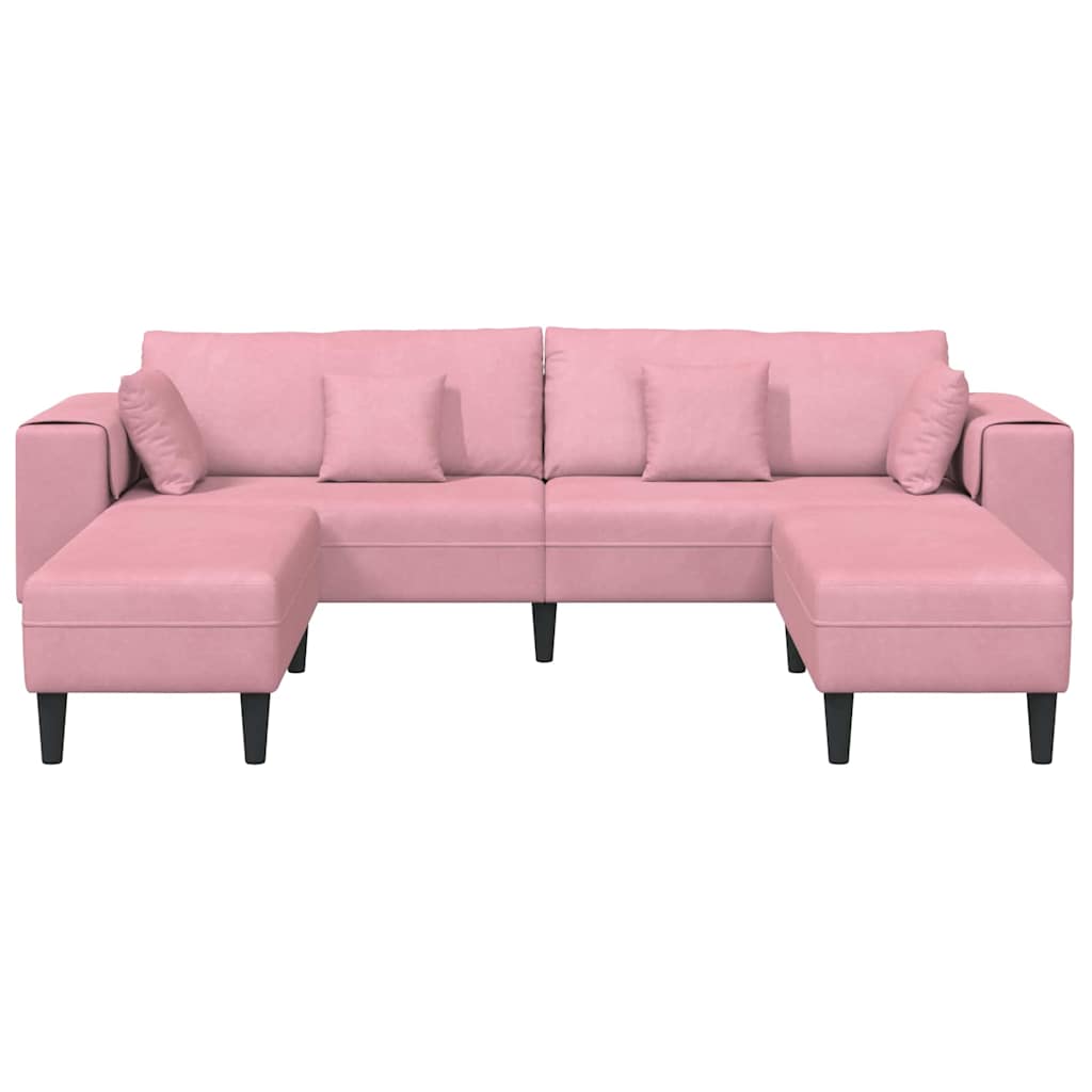 Fløjls Sofa Med Pude 3 Pcs Lyserød 208 Cm Fløjl - Billede 4