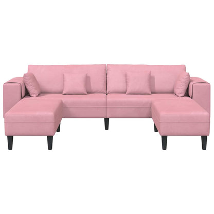 Fløjls Sofa Med Pude 3 Pcs Lyserød 208 Cm Fløjl - Billede 4