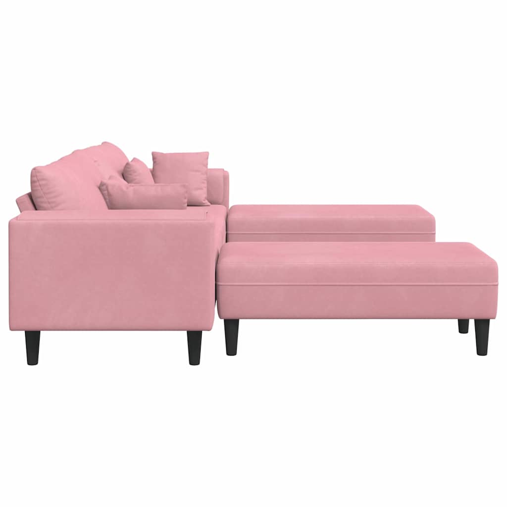 Fløjls Sofa Med Pude 3 Pcs Lyserød 208 Cm Fløjl - Billede 5
