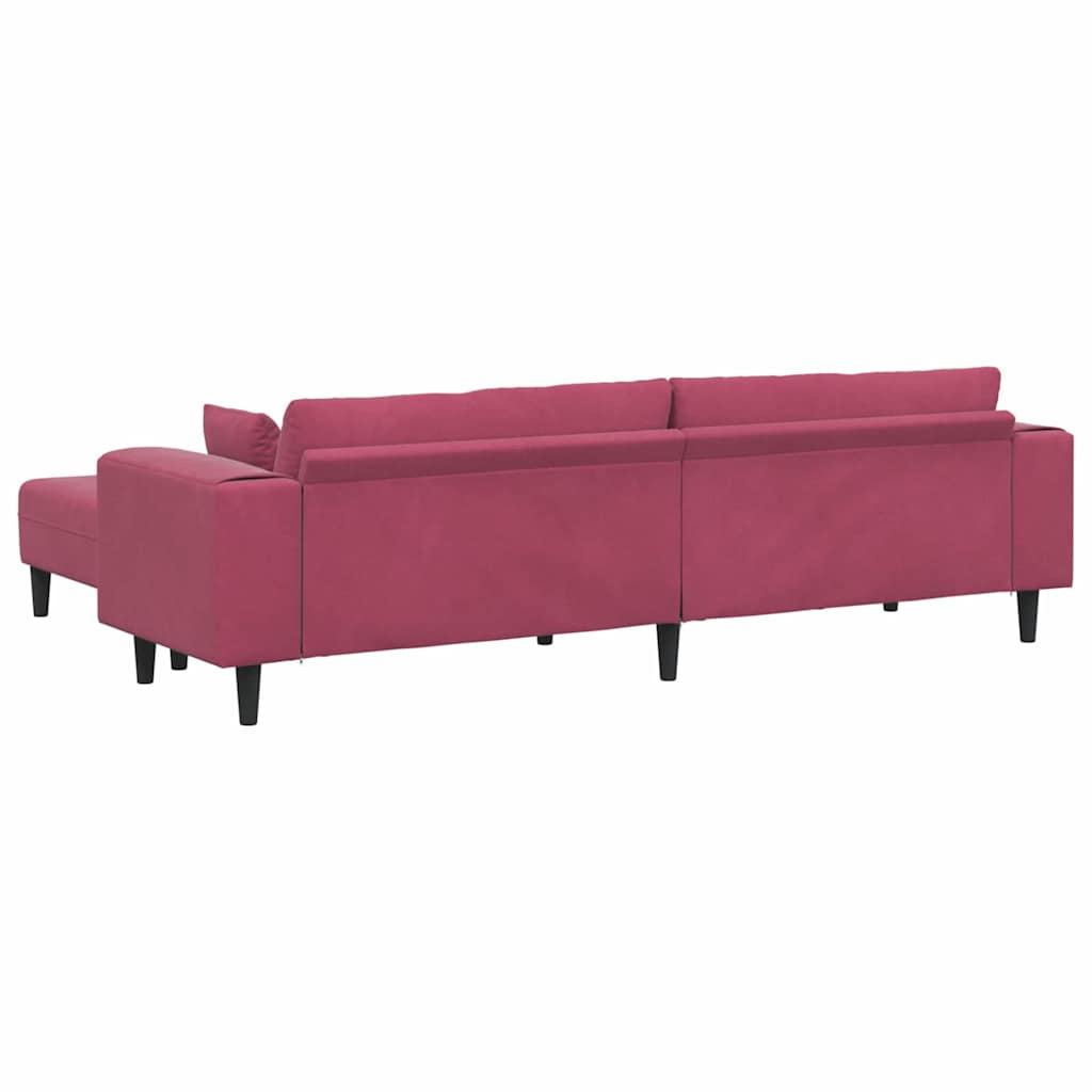 Fløjls Sofa Med Pude 3 Pcs Vinrød 208 Cm Fløjl - Billede 6