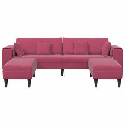 Fløjls Sofa Med Pude 3 Pcs Vinrød 208 Cm Fløjl - Billede 4