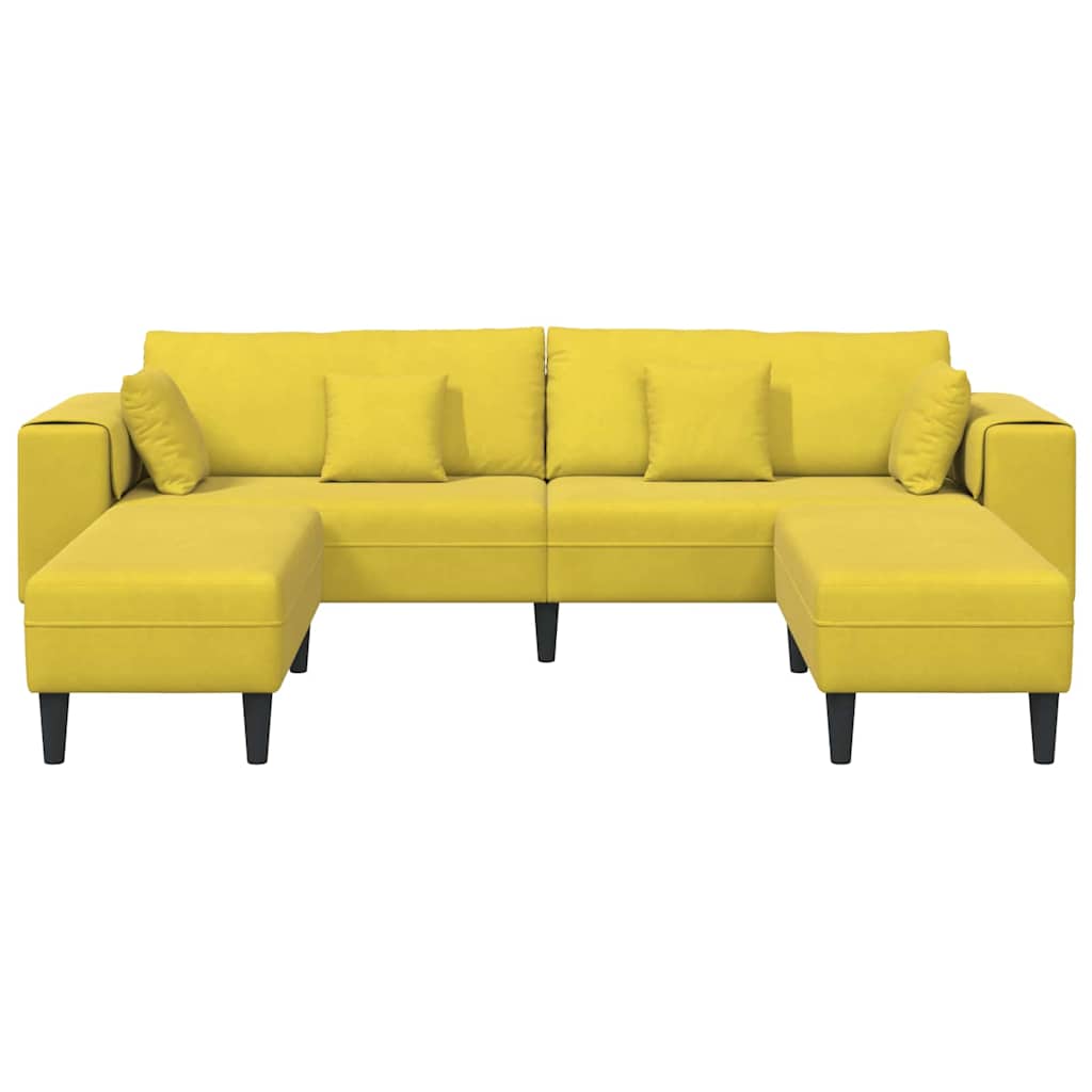 Fløjls Sofa Med Pude 3 Pcs Gul 208 Cm Fløjl - Billede 4