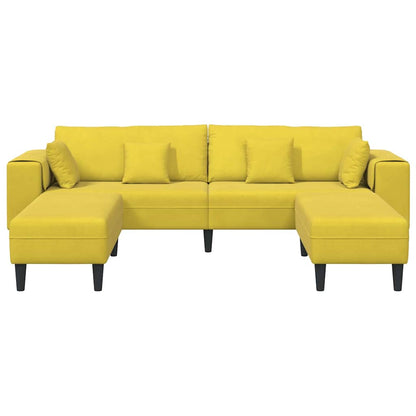 Fløjls Sofa Med Pude 3 Pcs Gul 208 Cm Fløjl - Billede 4