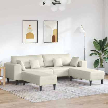 Fløjls Sofa Med Pude 3 Pcs Creme 208 Cm Fløjl - Hovedbillede