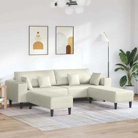 Fløjls Sofa Med Pude 3 Pcs Creme 208 Cm Fløjl - Hovedbillede