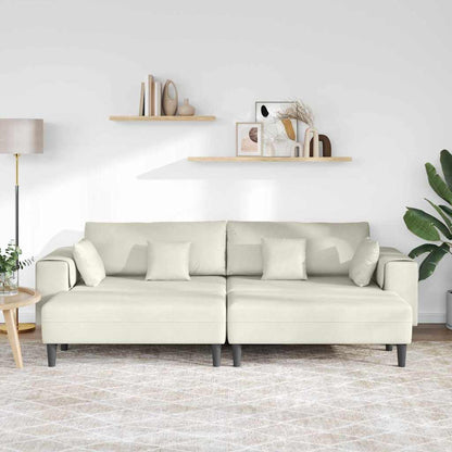 Fløjls Sofa Med Pude 3 Pcs Creme 208 Cm Fløjl - Billede 3