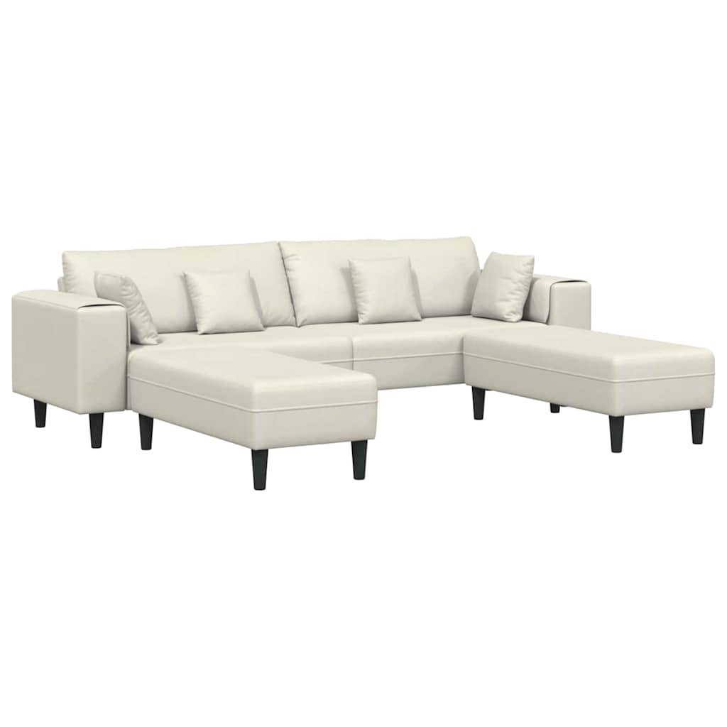 Fløjls Sofa Med Pude 3 Pcs Creme 208 Cm Fløjl - Billede 2