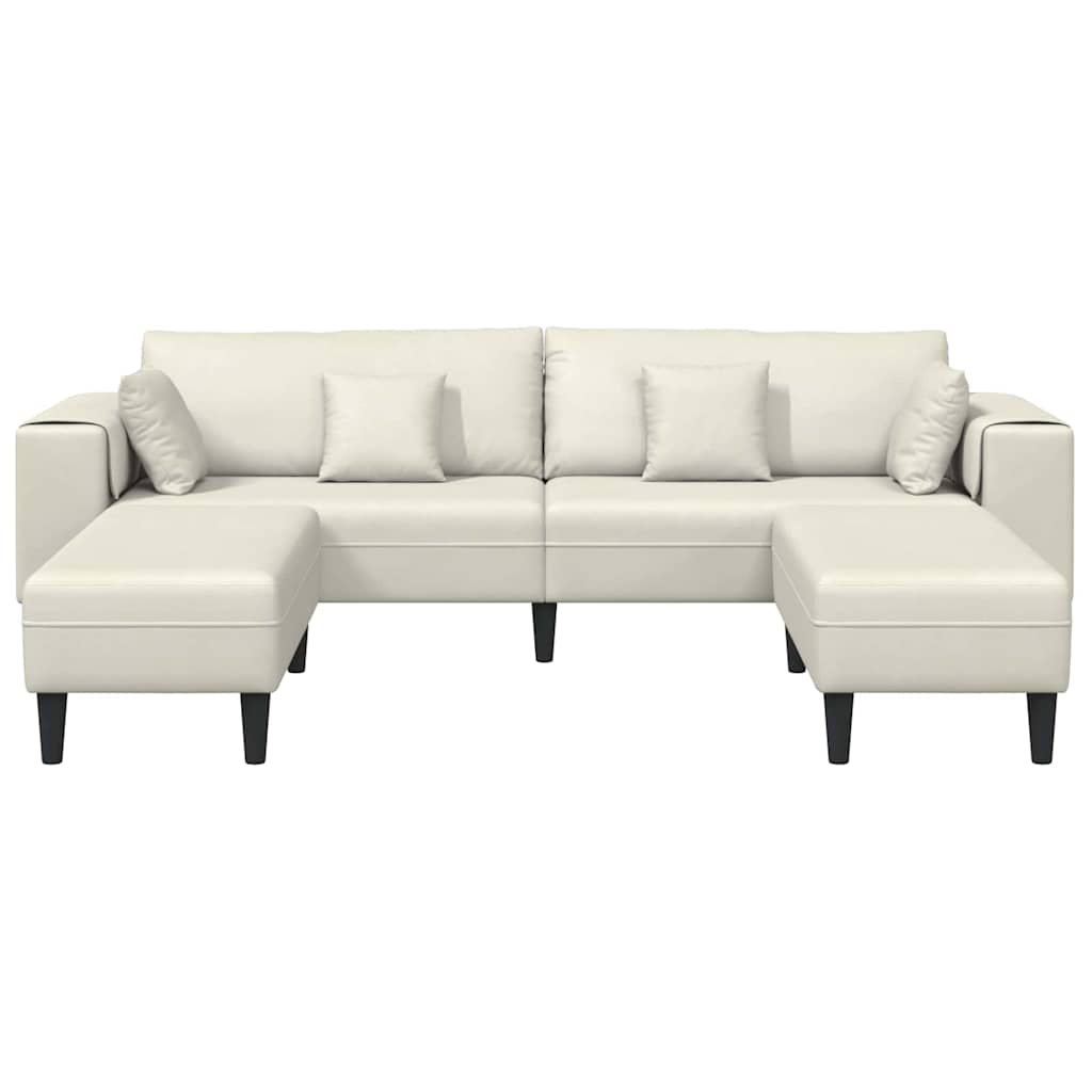 Fløjls Sofa Med Pude 3 Pcs Creme 208 Cm Fløjl - Billede 5