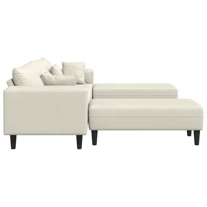 Fløjls Sofa Med Pude 3 Pcs Creme 208 Cm Fløjl - Billede 6