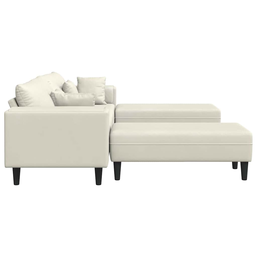 Fløjls Sofa Med Pude 3 Pcs Creme 208 Cm Fløjl - Billede 7