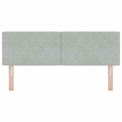 Fløjl Sengegavl Argyle Med Hovedgærde Lysegrå 160 Cm Fløjl - Billede 4