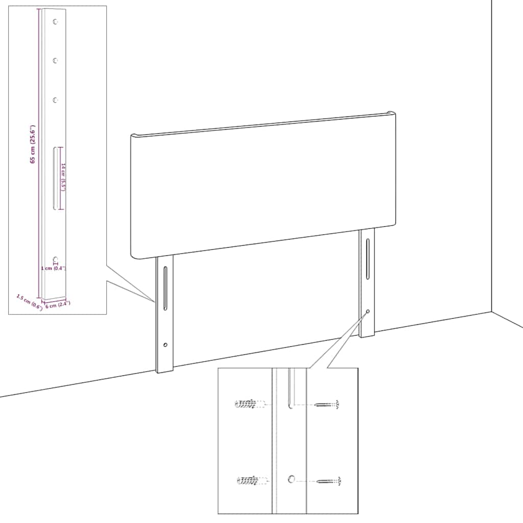 Hovedgærde Vægmonteret Med Hovedgærde Hvid 200 Cm Pvc - Billede 8