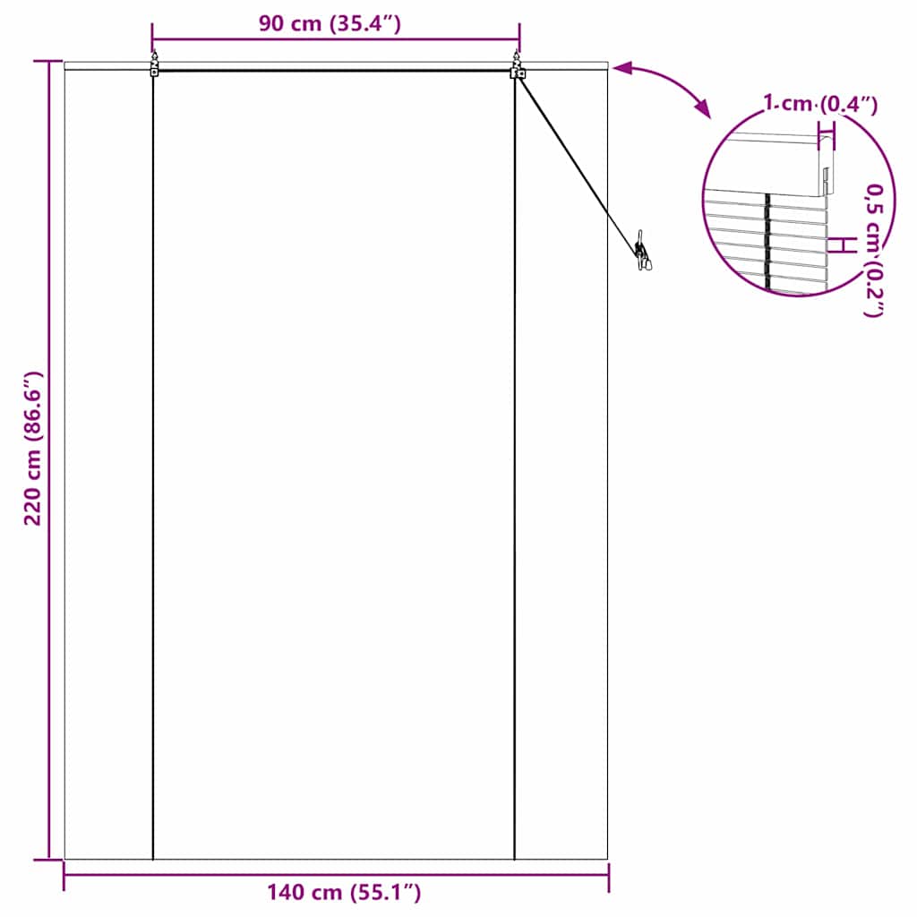 Rullegardin Natur 140 X 220 Cm Bambus - Billede 15