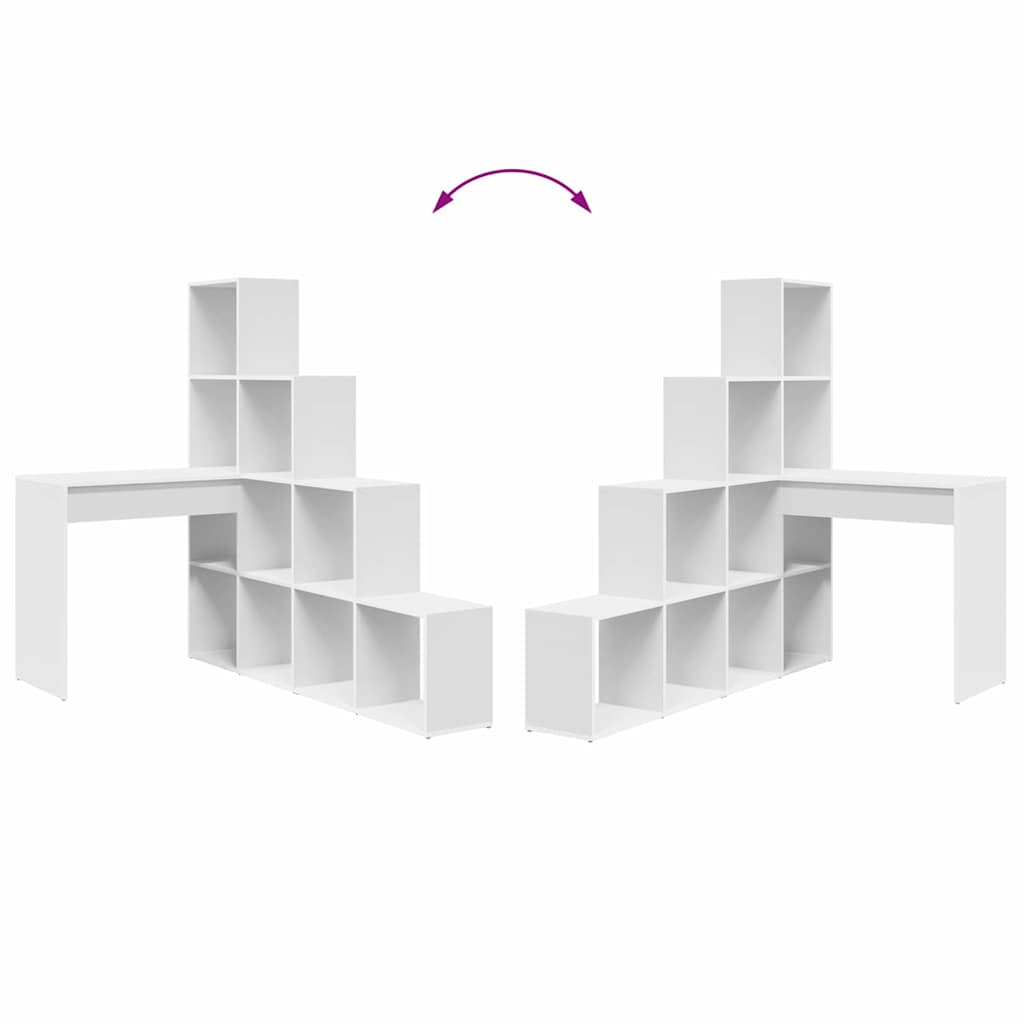 Hjørneskrivebord Hvid 101,5 X 149,5 X 149,5 Cm Konstrueret Træ - Billede 10