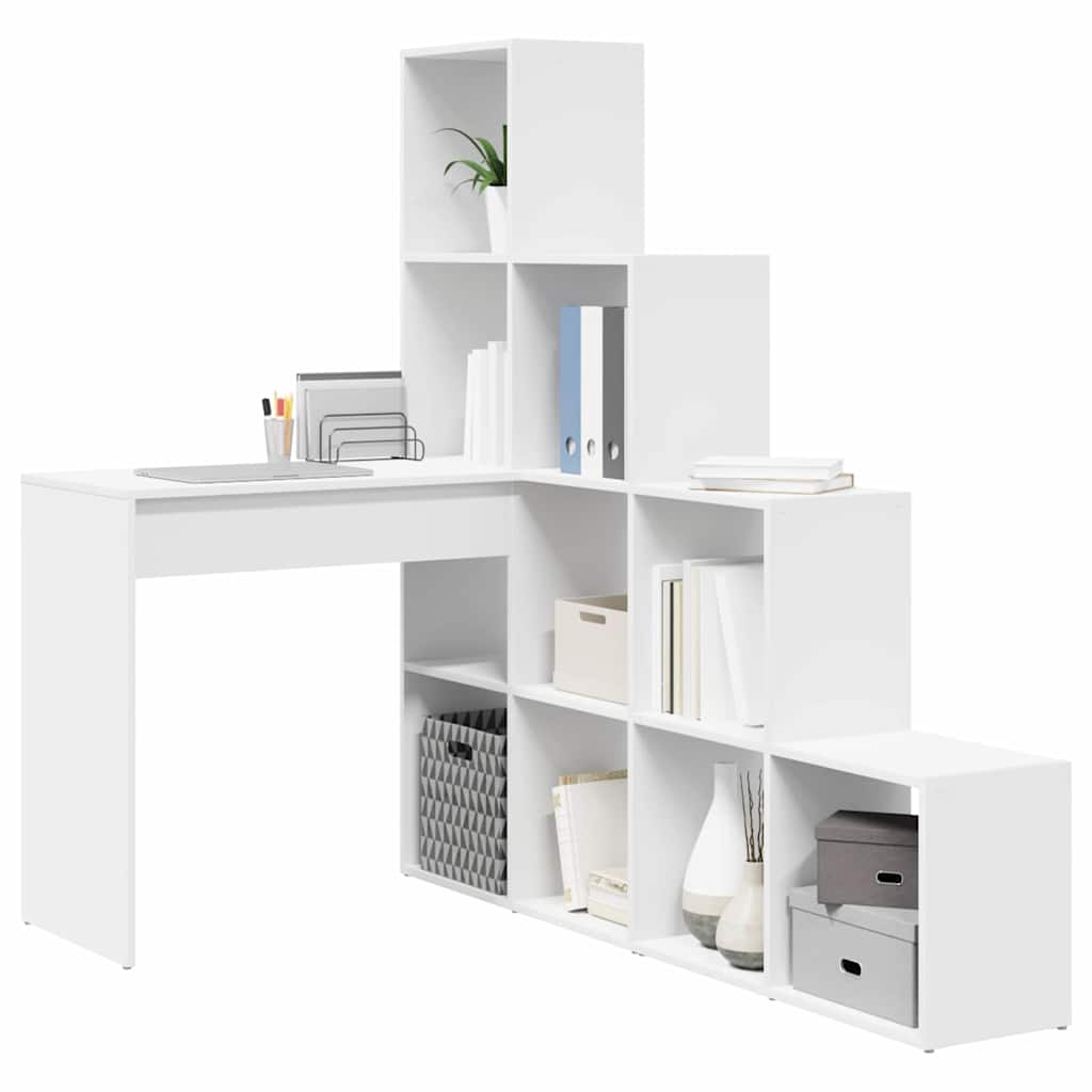Hjørneskrivebord Hvid 101,5 X 149,5 X 149,5 Cm Konstrueret Træ - Billede 3