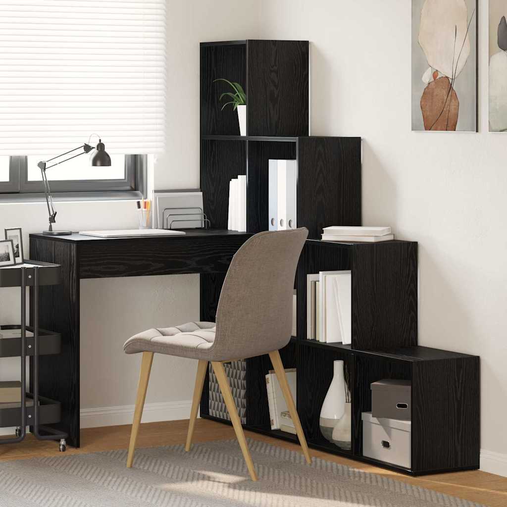 Hjørneskrivebord Med Hylde Sort Eg 101,5 X 149,5 X 149,5 Cm - Hovedbillede